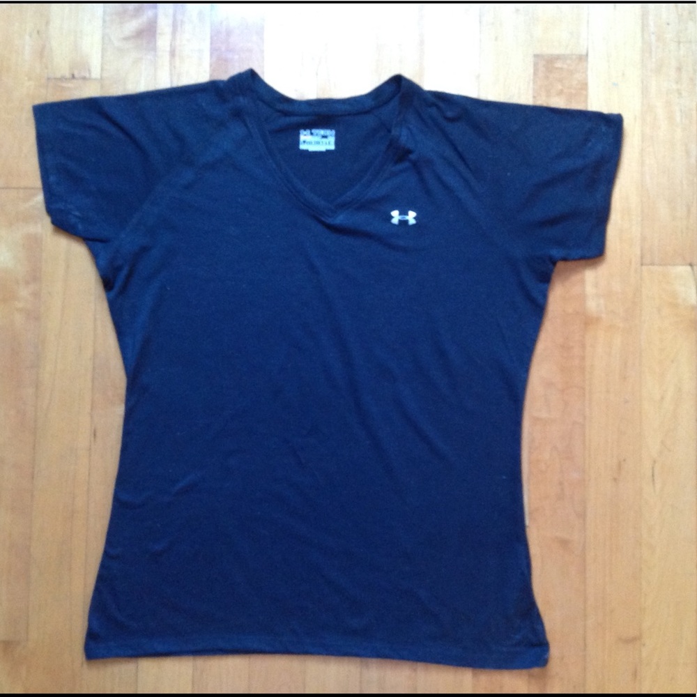 Under Armour Tech V-Neck Black HeatGear Size Small